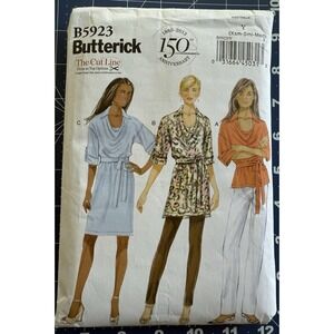 Butterick Pattern B5923 Misses' Top‎ Tunic Dress & Belt Size XS-M Uncut